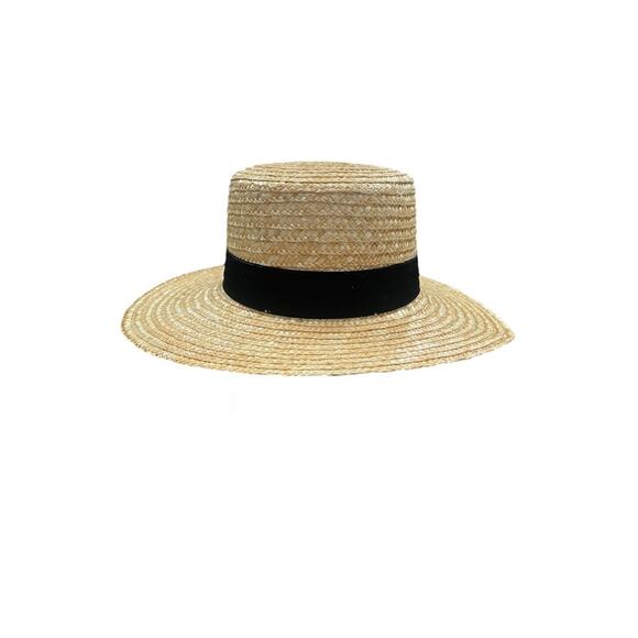 Lack of Color Black Velvet Band Natural Straw Sun Hat New - Picture 5 of 10